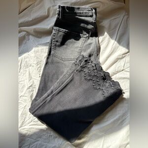 Frame Black Embroidered Cropped Jeans